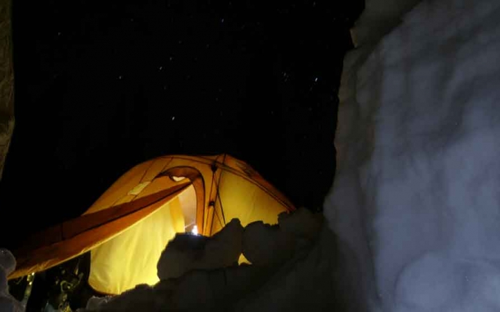 winter camping on gap year trip in colorado